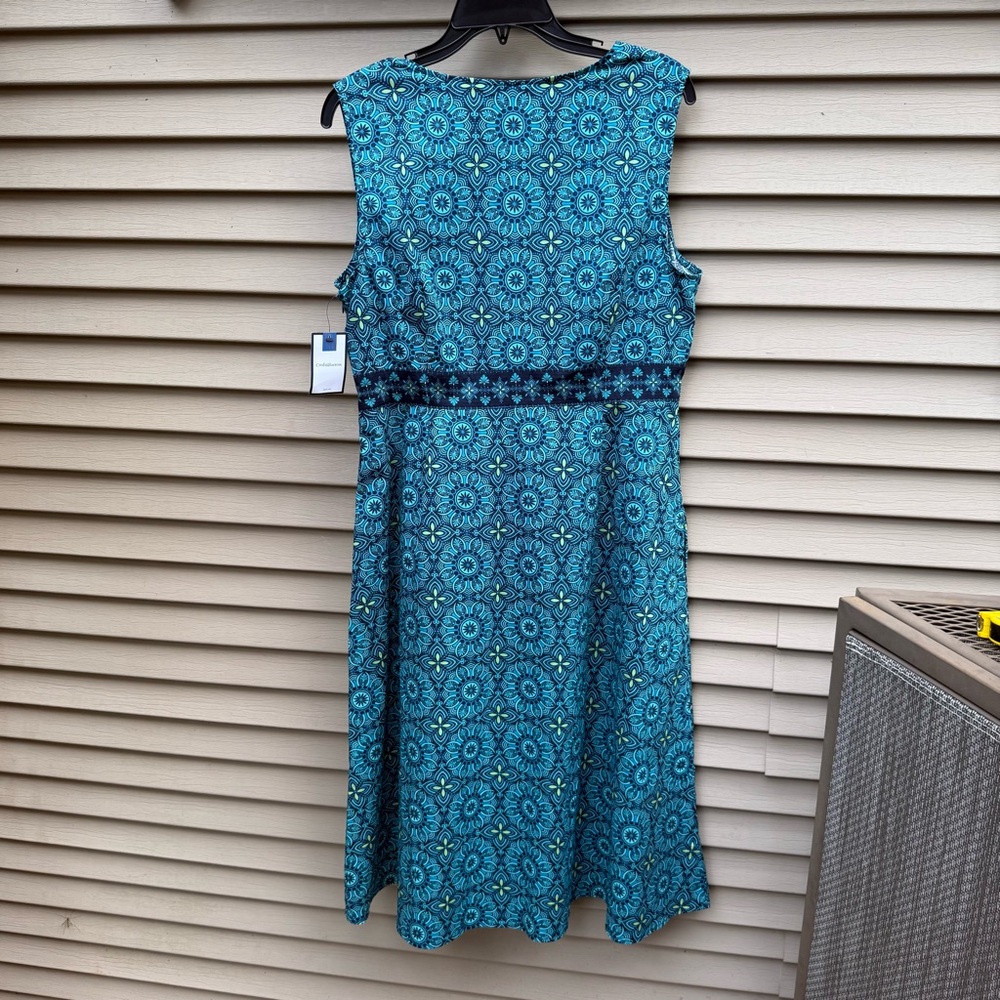 NWT Croft & Barrow Blue Floral Cotton Sundress Sz 16 Side Pockets - Picture 5 of 9